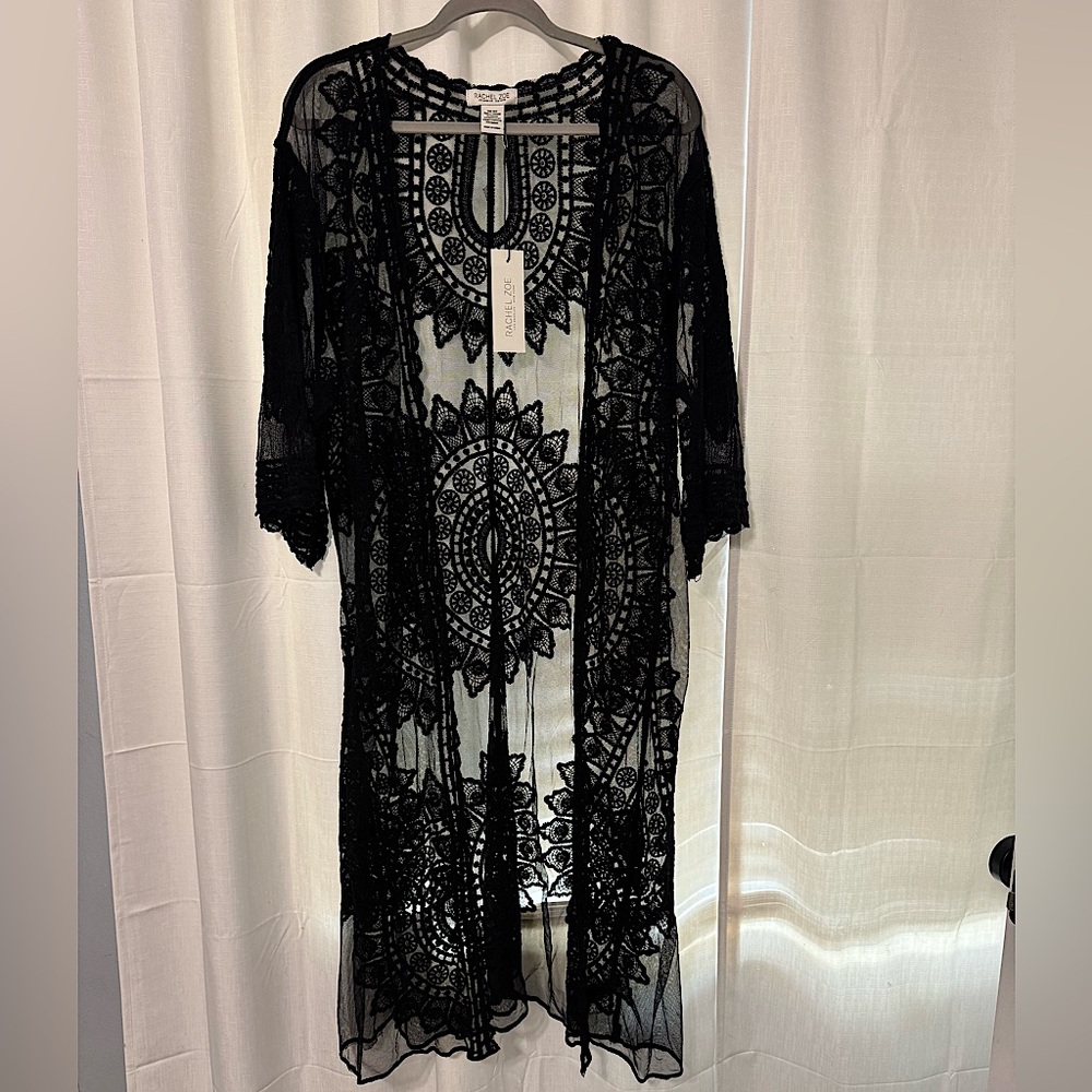 Black Rachel Zoe lace duster. One size fits all. NWT